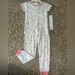 Milkberry Bamboo Pink Dainty Floral Girls Pajama Set NWT | Size 4T